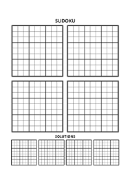 sudoku puzzle blank template four grids with solution grids on a4 or letter sized page with margins suitable for large print books just add your numbers and answers royalty free svg cliparts
