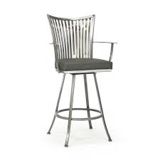 The stools feature swivel seats for easy conversation and upholstered in a beige fabric. Genesis Contemporary Bar Stool With Arms Metal Bar Stool With Arms By Johnston Casuals
