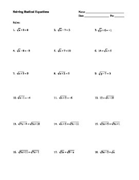 Systems of equations and inequalities; Algebra Unit 9 Radical Expressions Homework Worksheets Bundle By Algebra4all