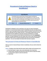 And, the checks once voided need to be recorded in the quickbooks. How To Void And Reissue Check In Quickbooks By Remoteaccounting247 Issuu
