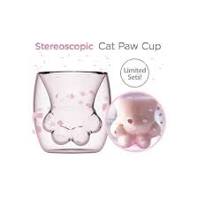 Product name:glass cat claw cup.100% new high quality, free, fast delivery, fast free shipping! Qoo10 Ready Stock Stereoscopic Sakura Cat Paw Cup Cat Foot Glass Mug D Kitchen Dining