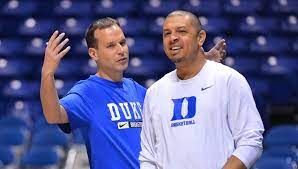 Duke Associate Head Coach Chris Collins And Duke Assistant Coach Jeff Capel Before Practice At Lucas Oil Stadium I Jeff Capel Mens Basketball Sports Basketball