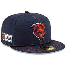 Men S New Era Navy Chicago Bears 2019 Nfl Sideline Road Official Historic Logo 59fifty Fitted Hat Fitted Hats New Era Chicago Bears