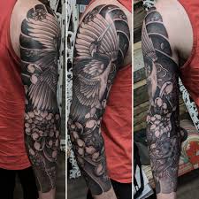 Neo Traditional Japanese Crane Wolf Sleeve By Me Logan Bramlett Wanderlust Tattoo Society Akron Ohio Japanese Tattoo Wolf Sleeve Japanese Tattoo Designs