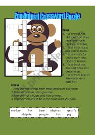 This is a two puzzle bundle, a crossword and a word search on zoo animals. English Worksheets Zoo Animal Crossword Puzzle