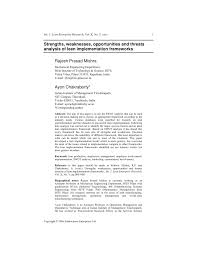 One of my weaknesses is that i personally find it difficult to respond to external input and generally prefer to wait for others to make decisions rather than actively taking them myself. Pdf Strengths Weaknesses Opportunities And Threats Analysis Of Lean Implementation Frameworks