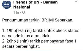 Lelaki atau perempuan yang menjadi ketua kepada isi rumah atau ahli yang tinggal. Semakan Status Bayaran Br1m 2018