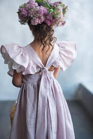 Girls Linen Dress With Flutter Sleeve Flower Girl Dress Etsy In 2020 Flower Girl Dresses Girls Dresses Wedding Dresses For Girls