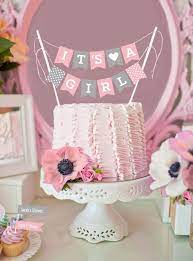 Mini Cake Bunting Girl Baby Shower Party Printables Various Colors Baby Shower Cake Decorations Baby Shower Cakes Girl Girl Baby Shower Decorations