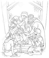 jesus marie joseph et les trois rois coloriage clip art libres de droits vecteurs illustration image 23291390 projets poterie tutoriels coloriages