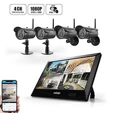 Wireless Wifi Security Camera System 4pcs Uniojo 1080p Nvr With 10 In 2020 Wireless Security Cameras Wireless Security Camera System Wireless Home Security Cameras