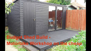 It is big enough for some garden tools or to store a couple of bikes. Budget Shed Build Motorbike Workshop On The Cheap Youtube