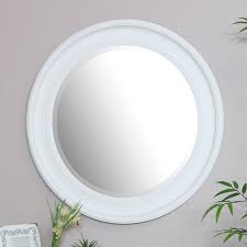 Large round frameless polished edge mirror bathroom or feature 70cm 80cm 90cm. Large Round Vintage White Wall Mirror 80cm X 80cm