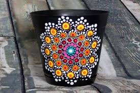 Jewel Drop Mandala Flower Pot Flower Pot Design Terra Cotta Pot Crafts Plastic Flower Pots