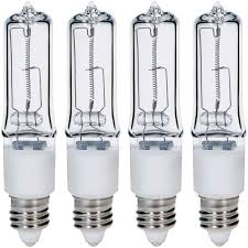 Replacement for feit electric 120v 50w e11 replaceme. Gmy Jde11 120v 100w T4 Mini Candelabra Base 1600lm 2800k Clear Dimmable Jd E11 Halogen Light Bulbs 4pack Amazon Com