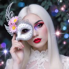 white woman with lavender colored shoulder length hair Prompts