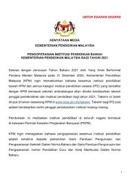 Blok e8, kompleks e, pusat pentadbiran kerajaan persekutuan, 62604, putrajaya, malaysia tel: Kpm On Twitter Kenyataan Media Pengoperasian Institusi Pendidikan Bawah Kementerian Pendidikan Malaysia Bagi Tahun 2021