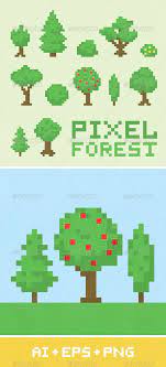 Pixel Art Forest Vector Set 1 Pixel Art Pixel Art Templates Pixel Art Games