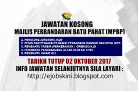 Jawatan kosong pengurusan air pahang berhad. Jawatan Kosong Majlis Perbandaran Batu Pahat Mpbp 02 Oktober 2017