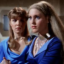 Heidi Bohay and Elizabeth Stack as Maya and Vione, sisters tormented by an  evil dictator called the Trebor in "Buck's Duel to the Death" (Season 1). .  . . #heidibohay #elizabethstack #buckrogers #