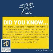 It’s never too early. #BePrepared #HurricaneSeason  #NationalOceanicAndAtmosphereAdministration #EmergencyPreparedness #GOSEP  -#SUJagriculture #SUAg...