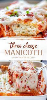 Three Cheese Manicotti Recipe Manicotti Recipe Recipes Cheese Manicotti