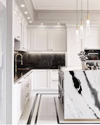 Black And White House Interior Kitchen Ashley Stark Kenner On Instagram A Little Panda Marble In The Kitchen Black White And Bold By Interior Design Kitchen Luxury Kitchens White Marble Kitchen