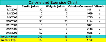 The Savory Notebook Calorie And Exercise Chart