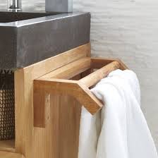 Porte Serviette En Bois De Teck Brut Kayu Porte Serviette Meuble Salle De Bain Idee Salle De Bain