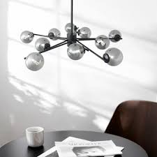Starburst Chandelier Lighting Post Modern Smoke Glass Hanging Lamp With Ball Shade Beautifulhalo Com