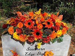 Maybe you would like to learn more about one of these? Amazon Com Large Autumn Headstone Saddle Flowers Cemetery Flowers Thanksgiving Grave Blanket Home Kitchen