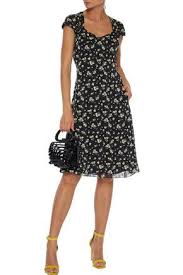 Mikael Aghal Mikael Aghal Woman Gathered Floral Print Burnout Georgette Dress Black Mikaelaghal Cloth Georgette Dress Floral Dress Black Fashion