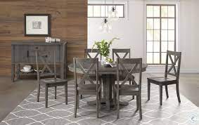 30 h x 55 l x 35.5 w. Huron Distressed Gray Extendable Round Dining Room Set From A America Coleman Furniture