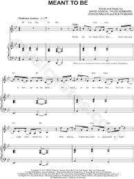 Bebe Rexha Feat Florida Georgia Line Meant To Be Sheet Music In Bb Major Transposable Download Print Sku Mn0177069