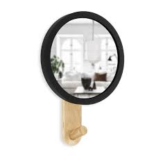 Hub's black rubber rim adds a beautiful modern look, while also ensuring no damage to the floor. Umbra Hub Wall Hook With Mirror Connox