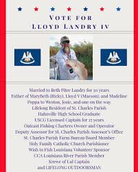 Hello, my name is Lloyd L Landry IV. I'm excited to announce my candidacy  for the Crescent Soil and Water Conservation District Board of Supervisors.  Our soil and water resources are vital
