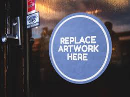 Download Round Sticker On Store Door Mockup Mockup Love