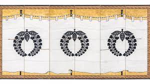 Military banner (jinmaku), with falling wisteria crest - AGSA Collection