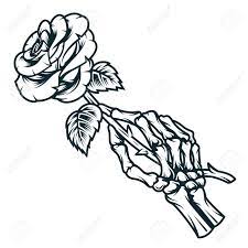 Selena could not decide which was the cleverest: Skeleton Hand Holding Rose Flower In Vintage Monochrome Style Royalty Free Cliparts Vectors And Stock Illustration Image 129229883