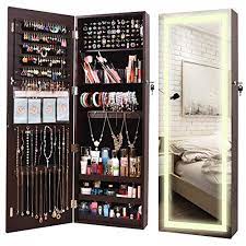 Jewelry mirror armoire based on jcpenney product has many fine features especially jewelry mirror armoire to become more than just space for storage with jewelry storage inside , target wall mount jewelry armoire , antique standing jewelry box , lori greiner mirrored jewelry cabinet , safekeeper. Aoou Jewelry Organizer Hanging Wall Mounted Jewelry Armoire Full Length Mirror Led Lock Door Jewelry Cabinet With Best Intelligent Switch Large Storage Capacity 3 Changeable Led Lights Colors Brown Buy Online In