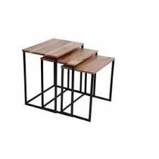 Benzara Coffee End Tables With Metal Base Set Of 3 Lowes Com In 2020 Coffee Table Wood Wood Nesting Tables Coffee And End Tables