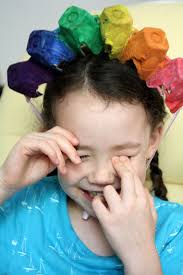 Having Fun at Home: Rainbow Hats from Egg Cartons