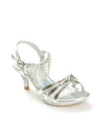 Gorgeous Looking Girls Kitten Heel Sandals With Dazzling Rhinestones Decorating The Strap Must Item For Pageants Silver Dress Shoes Girls Shoes Girls Sandals