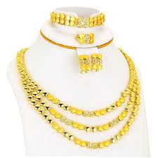White Color Stone Ring 24k Gold Plated Jewelry Sets Ethiopian Earring Necklace Bracelets Three Line Chokers Eritrea Habesha Women S Wedding Sets Fashion Jewelry Sets Colored Stone Rings Yellow Jewelry