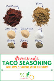 Homemade Taco Seasoning Clean Eating 90 10 Nutrition Recipe Homemade Taco Seasoning Taco Mix Seasoning Homemade Tacos
