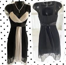Black And White Semi Formal Dress Deb Women S Chiffon Black White Semi Formal Dinner Dress Size S Some Stretch Ebay Short Black Sequin Dress Chiffon White Dress Junior Cocktail Dresses