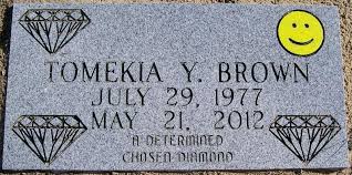 Individual Granite Gravestone Tomekia Brown Diamonds Smiley Face Painted Yellow Casket Granite Marker Granite Headstones