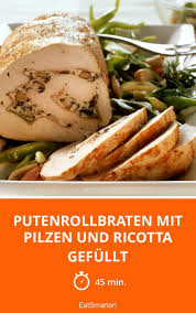 Putenrollbraten Mit Pilzen Und Ricotta Gefullt Rezept Putenrollbraten Ricotta Rezepte