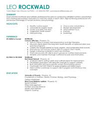 best nutritionist resume exle