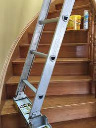 It S Time To Use A Ladder Safely On Stairs Ladder Aide The Safe Stable And Easy Way To Use A Single Of Double Extension La Stair Ladder High Walls Stairways